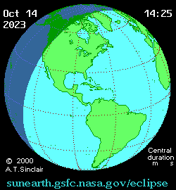 NASA animated GIF: path of Solar Eclipse October 2023 in Libra